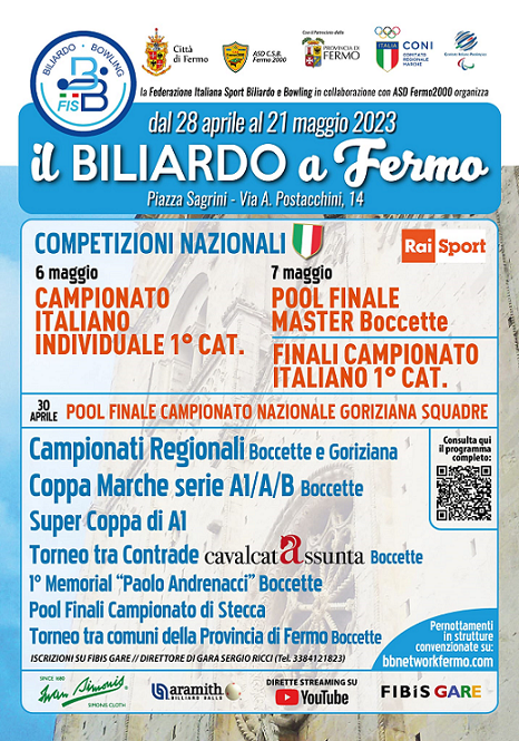 Fermo - Campionato Italiano Individuale 1^ Categoria Biliardo 